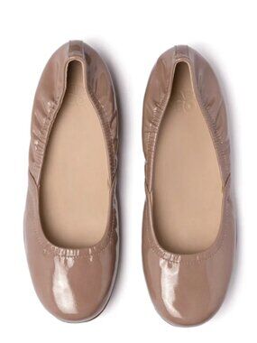 ABEO Tilly | Patent Leather Beige Ballet Flats